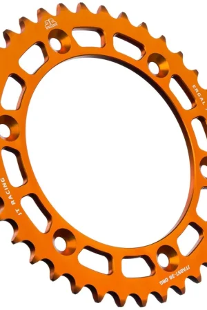 JT Sprockets - REAR RACELITE ALU 38T ORANGE, 520 - Sprockets - 38 Tanden - Aluminium Direct Verzonden